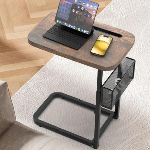 Fashion TV Tray Table with Large Tabletop, Adjustable Sofa Table with Storage