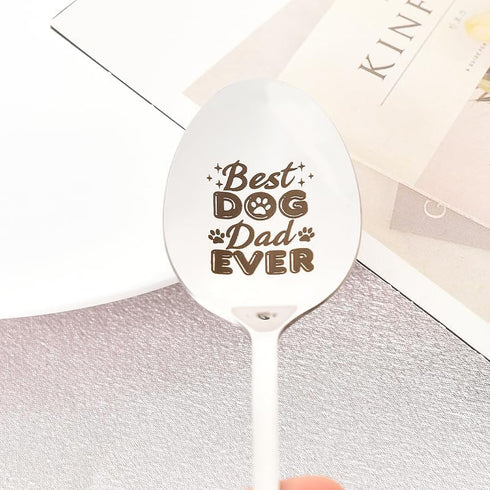 Dad Spoon Gifts from Daughter Son - Funny Best Dog Dad Ever Spoon for Birthday, Father's Day Gift for Dog Lovers