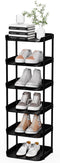Altdnmaf 6 Tier Vertical Narrow Shoe Rack, Stackable Tall Skinny Shoerack, Compact Single