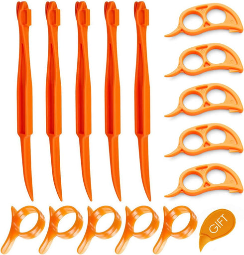 Cosmer Set of 15 Orange Citrus Peelers, Plastic Easy Slicer Cutter Peeler Remover Kitchen Accessories