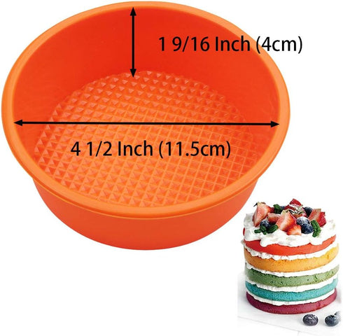 Silicone Mould for 4.5 Inch Layer Cake Pan, Set of 4 Round Cylinder Rainbow Cake Pans, Vegetable Pancakes