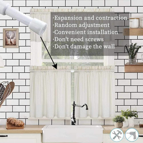 Spring Tension Rods 28-43 Inches - Spring Load Adjustable Expandable Heavy Duty Steel Small Short Tension Curtain Rod