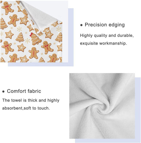 Set 3 Sets Pfrewn Gingerbread Man Towels of Christmas Winter Bathroom Towel Soft Absorbent Bath Hand Towels Washcloth