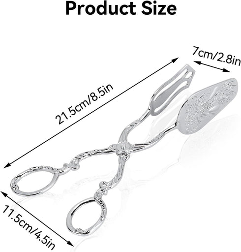 Vintage 9in Salad Tong for Serving, Zinc Alloy Silver Food Serving Tongs, Buffet Catering Clip, 8.5x4.5in