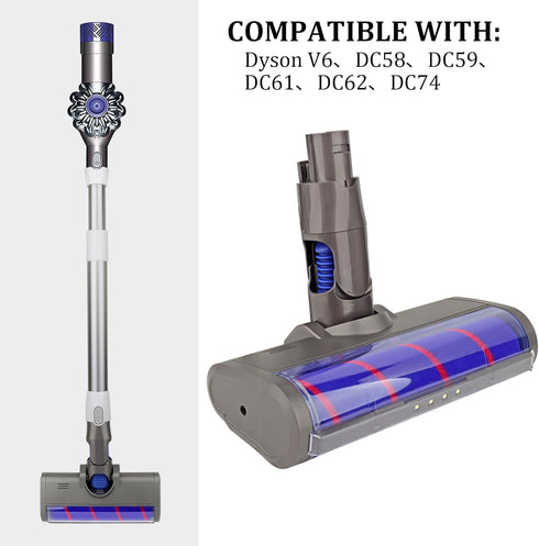 V6, DC58, DC59, DC61, DC62, DC74 Replacement Soft Roller Cleaner Head Compatible with Dyson Cordless Vacuum Cleaner