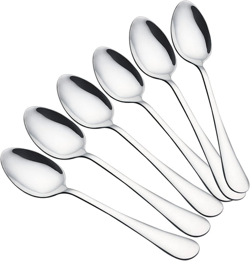 VANRA 6-Piece Dinner Spoons Set, Heavy Duty Stainless Steel Silver Cutlery Set 8 inches (6 spoons)