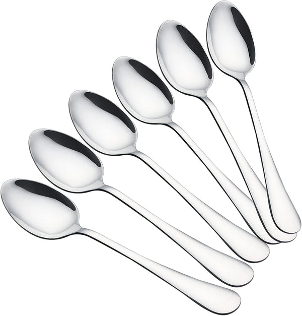 VANRA 6-Piece Dinner Spoons Set, Heavy Duty Stainless Steel Silver Cutlery Set 8 inches (6 spoons)