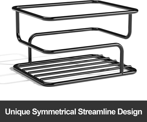 SRIWATANA Hanging Shower Caddy Over Head, Bathroom Shower Organizer Rack Holder with Hooks for Razors, Black