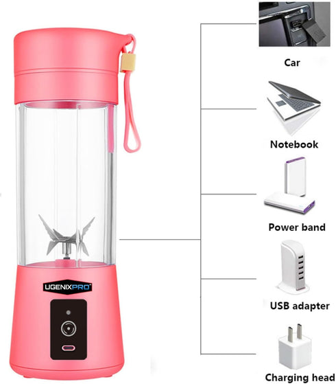 Generic Portable Blender, Purple, USB Rechargeable, Detachable Attachment, 380ml Capacity