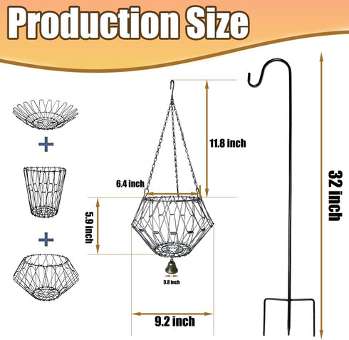 WaiLaDi Hanging Chicken Feeder,Chicken Toys for Coop, Foldable Poultry Vegetable Fruits Feeder Basket with Shepherd's