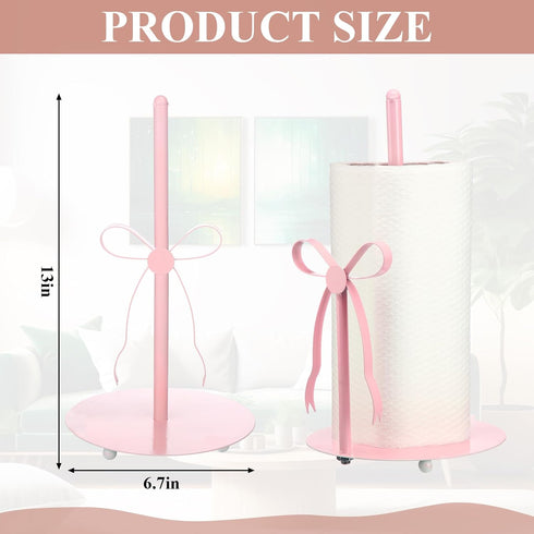 Countertop Honeydak Pink Bow Paper Towel Holder Coquette Cute Metal Pink Kitchen Decor Accessories Large Trendy Tissue