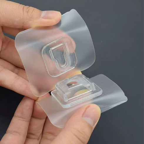Adhesive Hooks, Clear Double Sided Wall Mount Sticky Hooks for Kitchen, Bathroom, and Outdoor