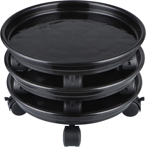 Skelang Plant Caddy, 11.8" Plant Stand, Round Plant Pallet Pot with Lock Wheels,
