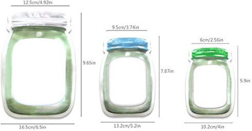 Enkrio 20 PCS Mason Jar Zipper Bags, Reusable Food Storage Bag for Snack, Airtight Zipper Sealed