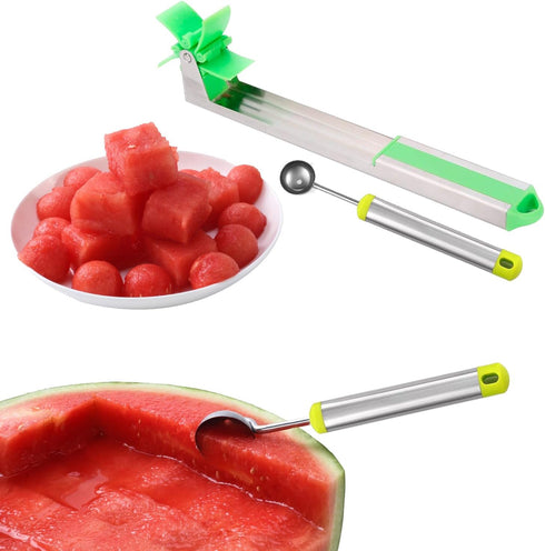 Watermelon Slicer Cutter - Stainless Steel Knife Corer, Kitchen Gadgets with Melon Baller Scoop