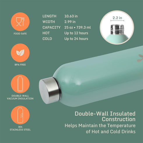 Lush Forest 2 Pack 25 OZ Insulated Stainless Steel Thermal Water Bottle & Thermos