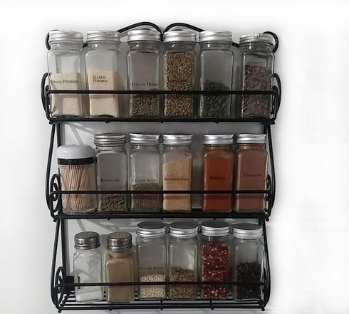 FitWell Scroll Wall Mount Spice Rack, 3-Tier Traditional Spice Rack for Kitchen and Bathroom Organizer