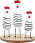 Notakia Wooden Rooster Kitchen Decor Figurine, Cute Chicken Chook Carving for Home Decoration - Set of 3