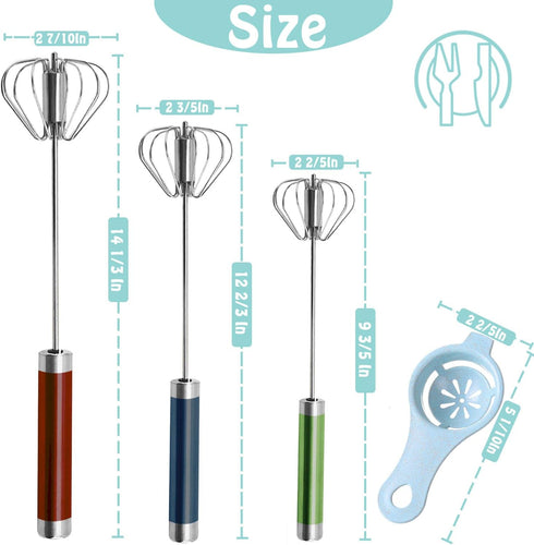 Semi-automatic Whisk, Stainless Steel Egg Beater, Hand Push Rotary Whisks Mixer Stirrer for Making Cream, Whisking, Beating and Stirring by Jninexiu