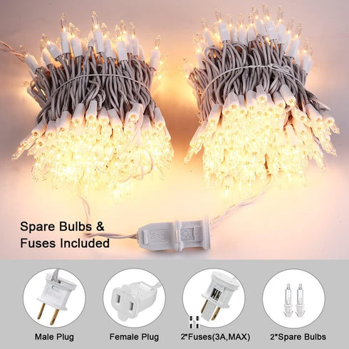 21.63ft 100 Count 120V ODEETRONIC Incandescent Christmas Lights, Clear Christmas Mini Lights Connectable, UL Certified
