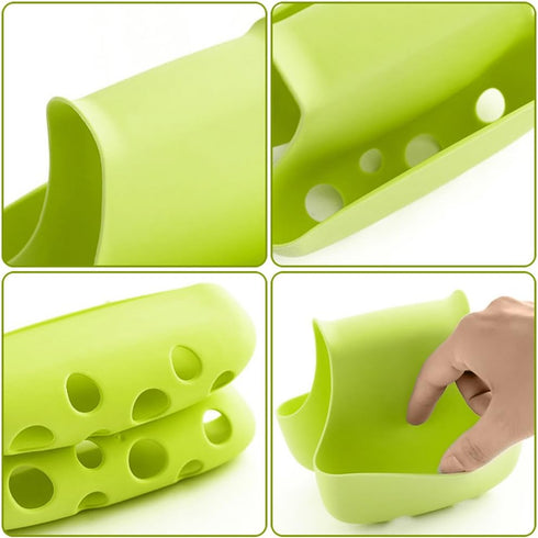 3 Pack Saddle Silicone Sink Caddy, Sponge Soap Brush Holder Organizer for Kitchen (Blue, Green, Pink)