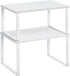 SONGMICS Cabinet Organizer Shelf, Set of 2 Kitchen Counter Shelves, Stackable Expandable Metal and Engineered Wood