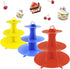 3 Pack 3-Tier Colorful Round Cardboard Cup Cake Holder Stand, Reusable Dessert Tower for Events