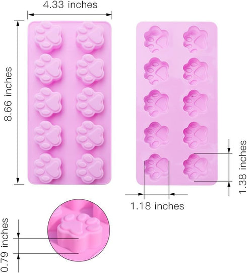 homEdge Puppy Dog Paw and Bone Silicone Molds, Non-Stick Food Grade for Chocolate, Candy, Dog Treats