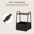 Rustic Brown Metal Frame Nightstand - Small Side Table with Fabric Storage Basket and Handle - Ideal for Bedroom