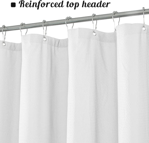 Mrs Awesome Embossed Microfiber Extra Long Shower Curtain Liner, 71 x 84 inches, Soft Fabric, Washable, White