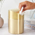 Countertop Stainless Steel Trash Can with Swing Lid, Mini Trash Bin Bathroom, Golden Desktop Garbage Cans Tiny Kitchen