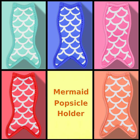 Mermaid and Shark Ice Pop Sleeves Popsicle Holder Bags Freezer Reusable Covers 10 Pc.
