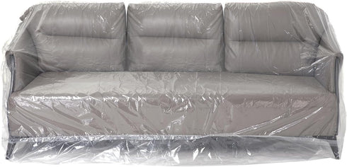 Heavy-Duty Plastic Sofa Couch Cover, Waterproof Clear Furniture Protector for Moving, Dust-Proof Bag 96 x 42 x 62 Inch