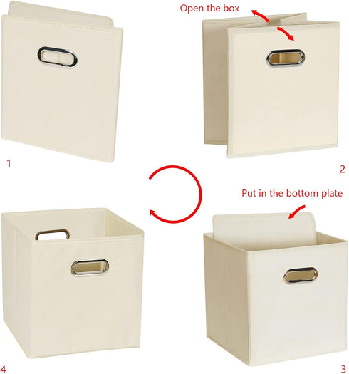 Yunkeeeper Storage Bins Cubes, Fabric Cube Organizer with Handle, Foldable Bins for Cloth or Accessory Storage, Set of