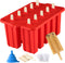 Silicone Popsicle Molds, 10 Cavity BPA-Free Red Cone Shaped Food Preparation Molds with Sticks and Funnel