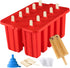 Silicone Popsicle Molds, 10 Cavity BPA-Free Red Cone Shaped Food Preparation Molds with Sticks and Funnel