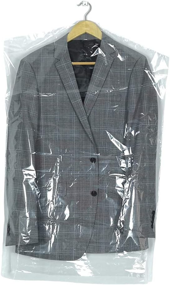 30 Pack Clear Plastic Clothes Covers, 35.4inch Dry Cleaning Dust Proof Garment Bags for Home Storage