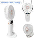 Portable Handheld Fan, Type-C Rechargeable 2000mAh Desk Personal Fan, 90° Adjustable Neck Fan with 5 Speed Wind (White)