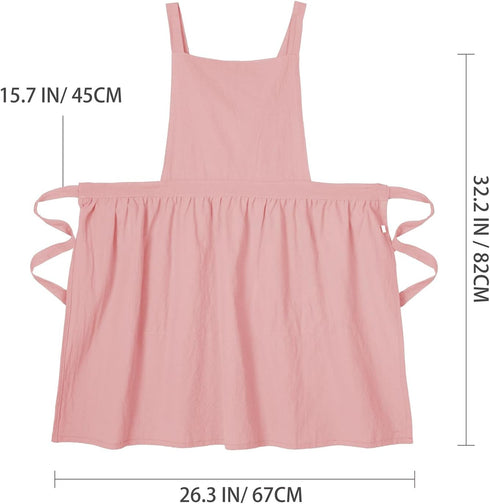 Cotton Linen Pinafore Apron Dress for Women - Cute Art Chef Apron for Baking and Gardening
