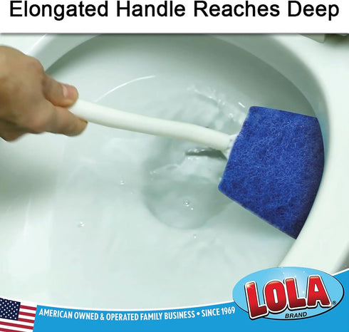 6 Pack, LOLA Bath & Toilet Bowl Scrubber Brush w/Comfort Handle, w/Hang Hole. Non-Scratch, Removes Rings w/Scrubbing