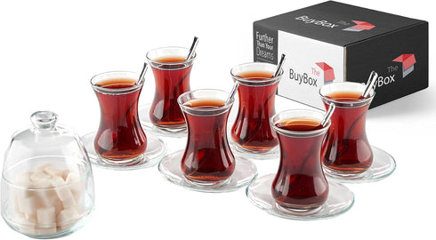 the mask el turko 19 Pieces Turkish Tea Glasses Set Includes; 6 Glasses, Tea Cups (4.5