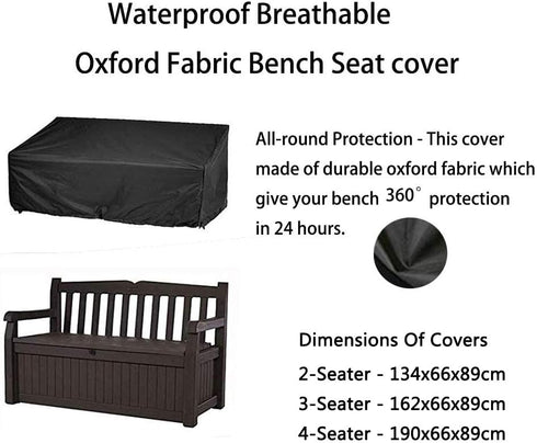 50-52 inch 2-seat 52" 25" 35" Kingling Outdoor Bench Covers Fits for Outdoor Garden Bench/Sofa/Loveseat/Couch
