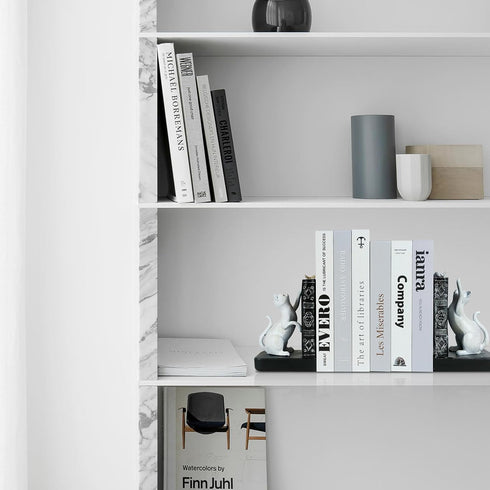1 LIFFY Decorative Bookends, Heavy Duty Resin Cat Bookends, Non-Skid Bookshelf Stopper, Cute Cat Figures for Shelves