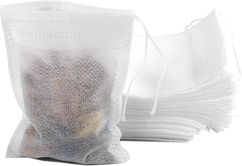 100 Pack Muslin Drawstring Bags - Disposable Small Mesh Bags for Cooking, Soaking, DIY Craft Spices Storage, Weeding