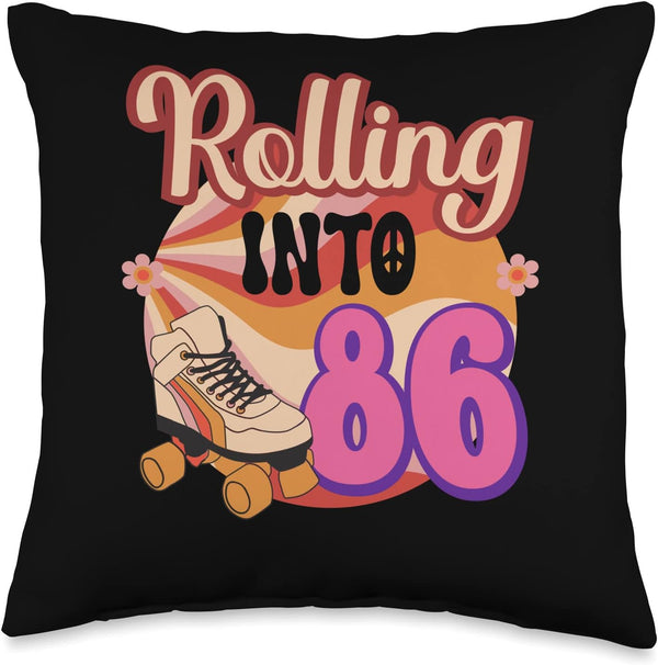 In-line Skates Throw Pillow, 16x16, Multicolor Rolling Into 86 Towards 1940