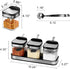 304 Set 3 Counter, Condiment Jar Spice Container with Stainless Steel Lids and Spoons,Clear Glass Condiment Canisters