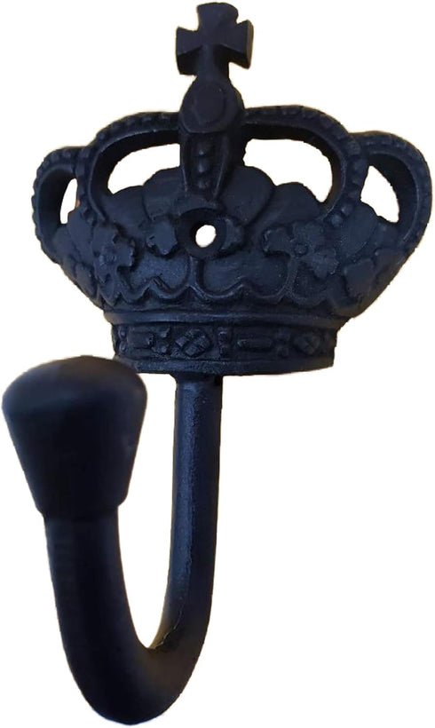 (1) 4.25" Imperial Crown Coat Hook - BB-249 - Black Wrought Iron Finish for Coats, Bags, Hand Towels, etc.