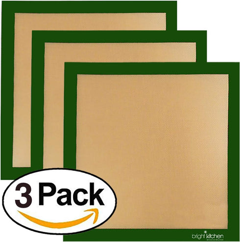 Set of 3 - 14" x 14" Silicone Re-Usable Non-Stick Dehydrator Sheets Compatible with Excalibur Silpat Tray