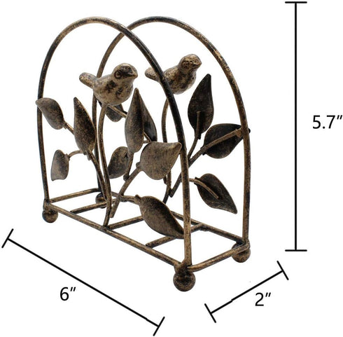 Cast Iron Bird & Tree Classic Napkin Holder - Tabletop Freestanding Tissue Dispenser, Bronze