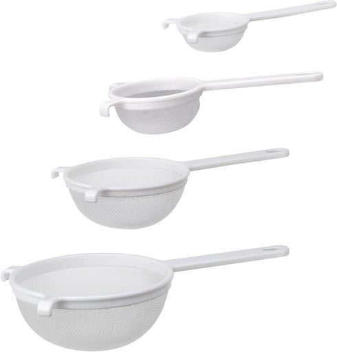 HIC Kitchen Double-Ear Fine Mesh Strainers, BPA Free, Set of 4 Sizes - 3, 4, 5.5, and 7-Inch Diameter